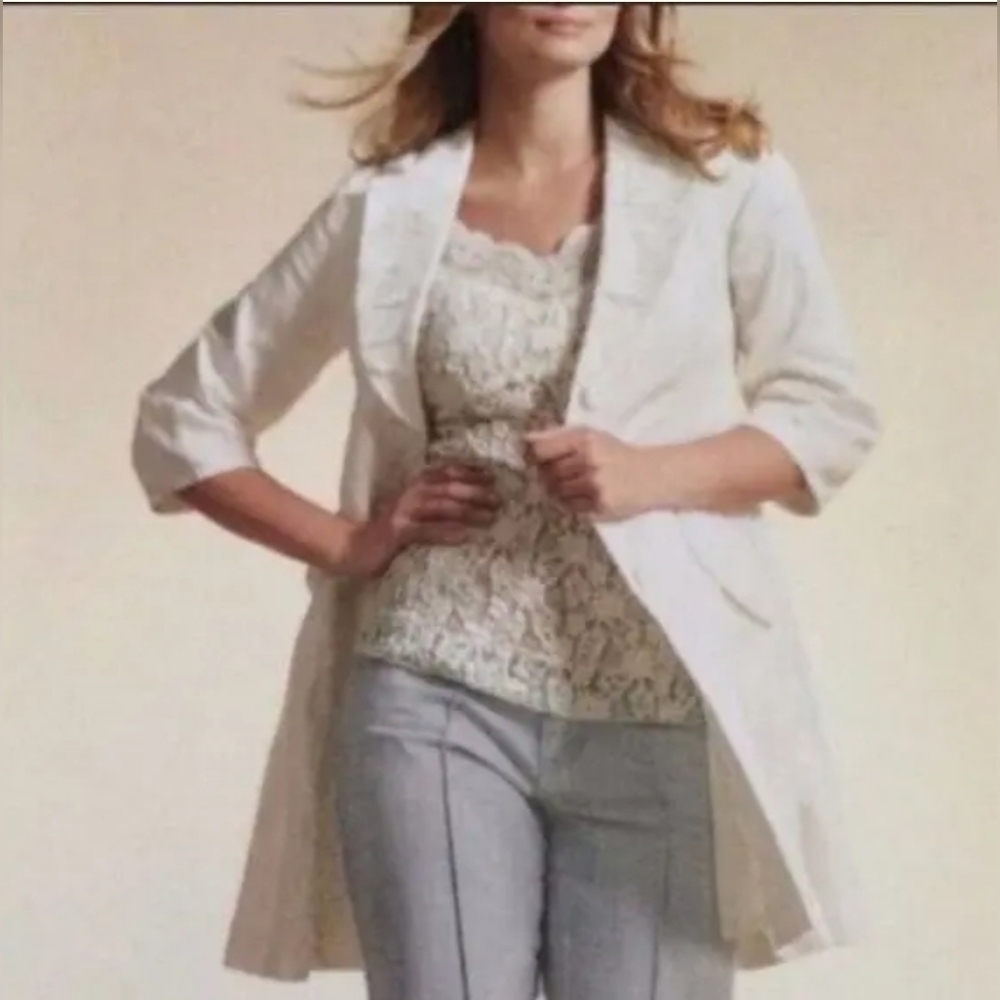 CABI Artist Coat Shawl Notched Collar 3/4 Sleeve Button Down Blazer Size S